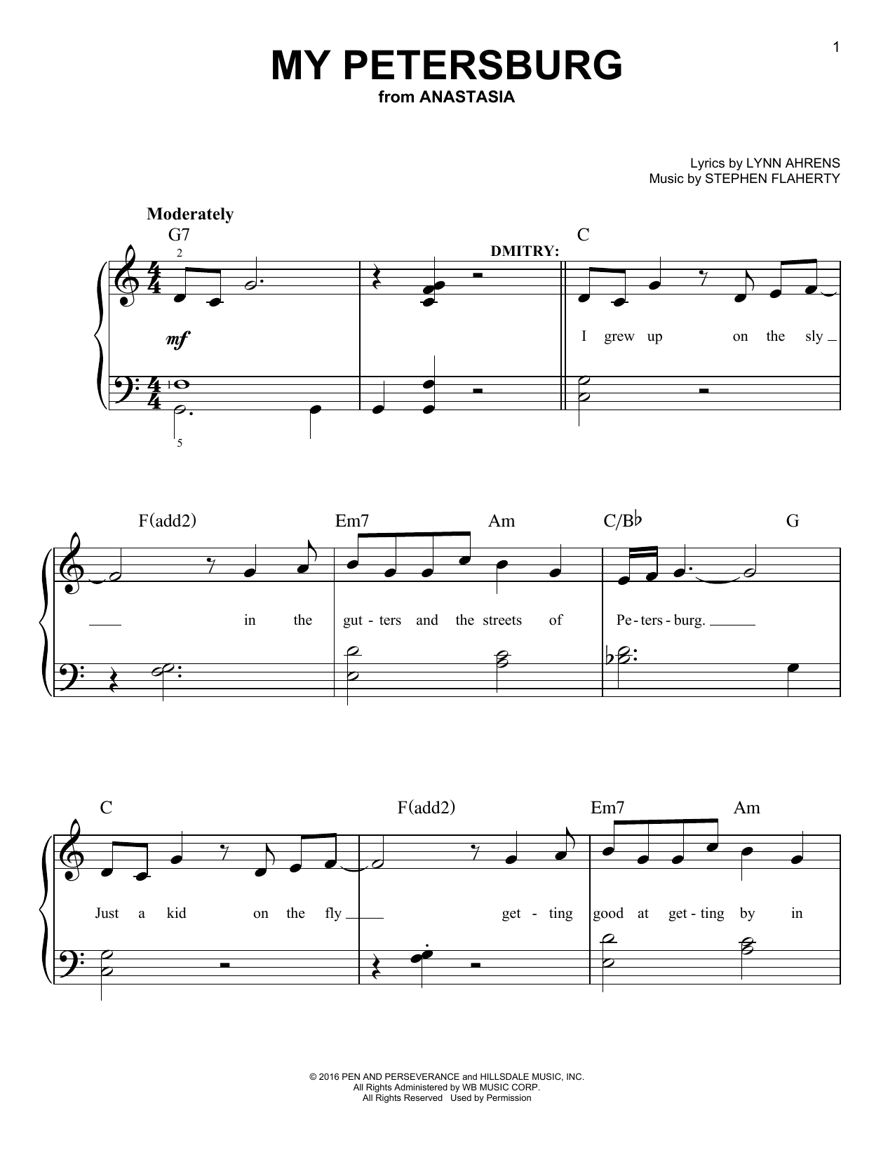 My Petersburg (from Anastasia) (Easy Piano) von Stephen Flaherty