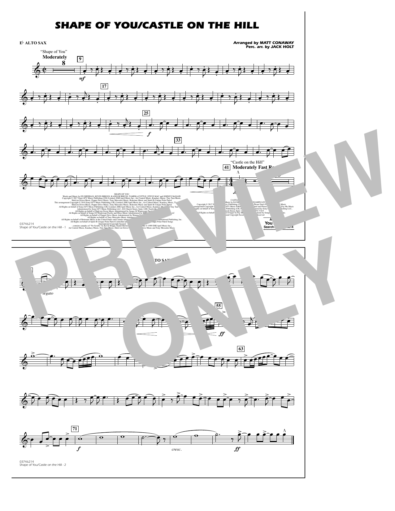 Shape Of You/Castle On The Hill - Eb Alto Sax (Marching Band) von Matt Conaway
