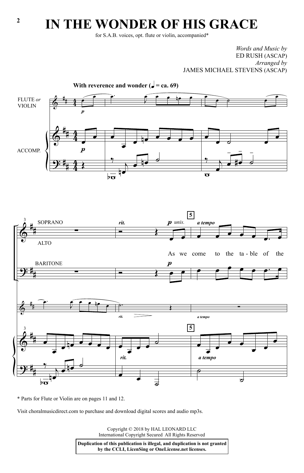 In The Wonder Of His Grace (arr. James Michael Stevens) (SAB Choir) von Ed Rush