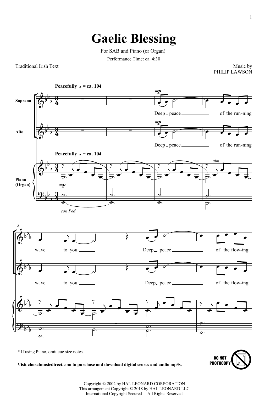 Gaelic Blessing (SAB Choir) von Philip Lawson