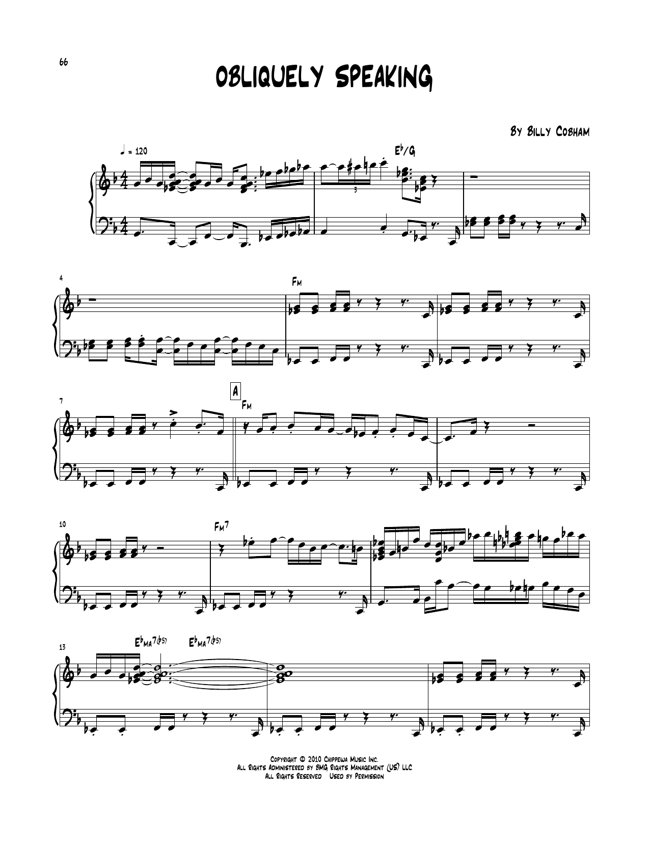 Obliquely Speaking (Piano Transcription) von Billy Cobham