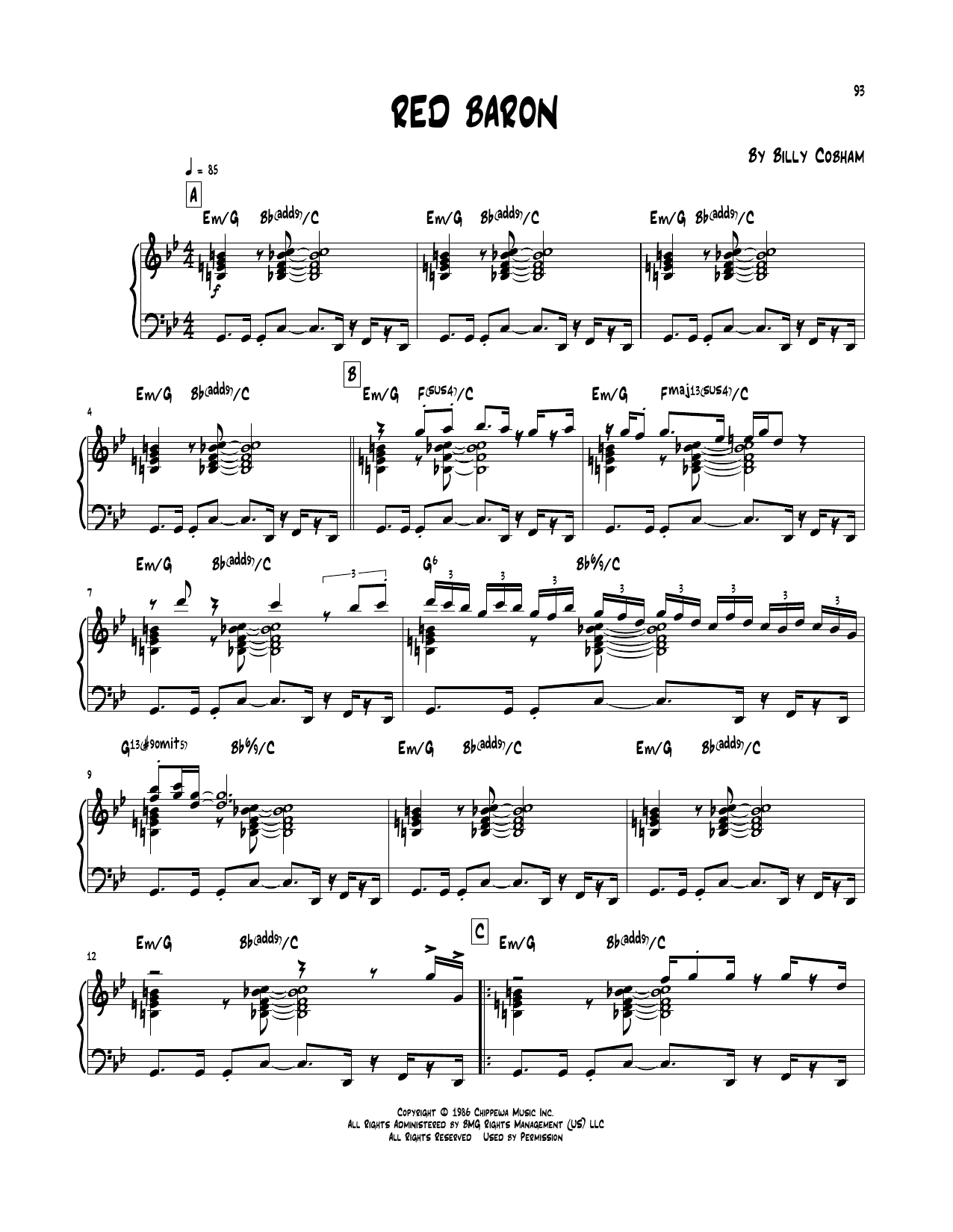 Red Baron (Piano Transcription) von Billy Cobham