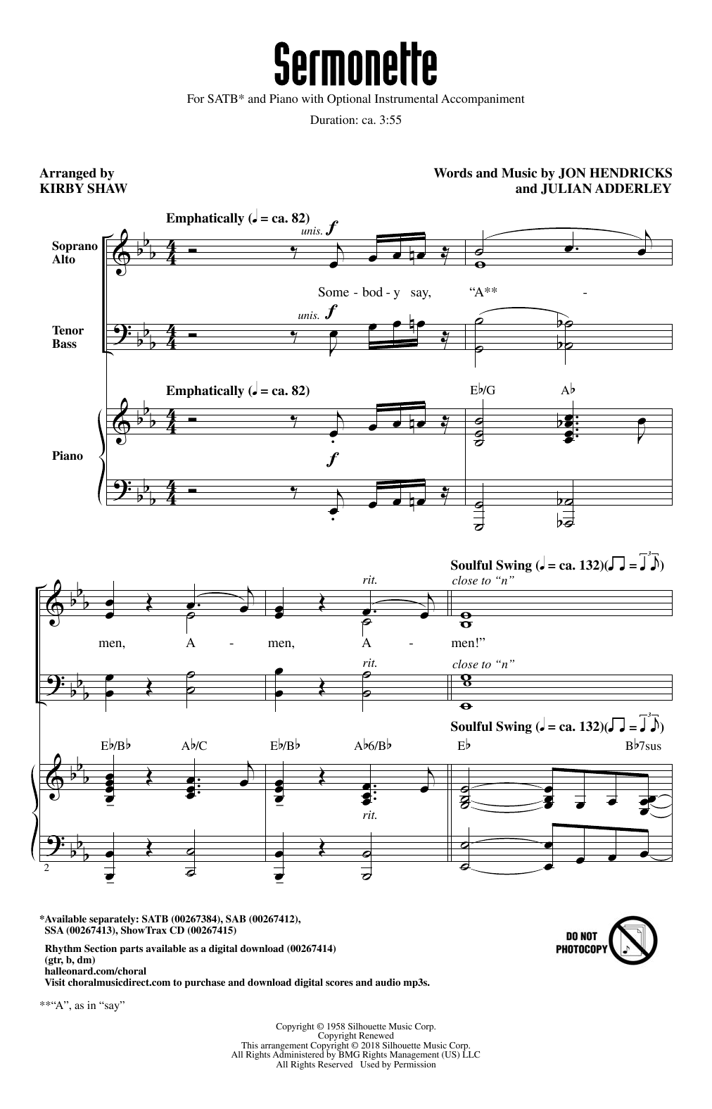 Sermonette (SATB Choir) von Kirby Shaw