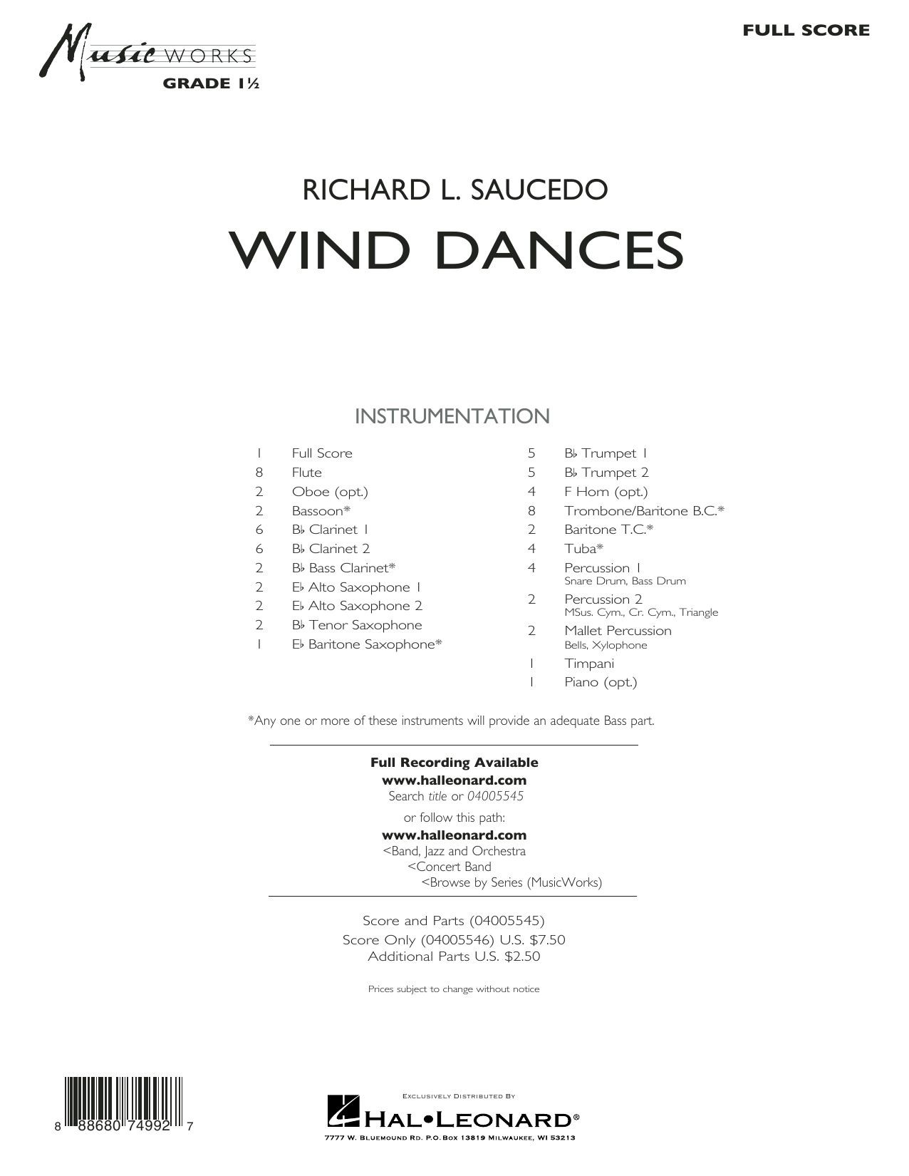 Wind Dances - Conductor Score (Full Score) (Concert Band) von Richard L. Saucedo