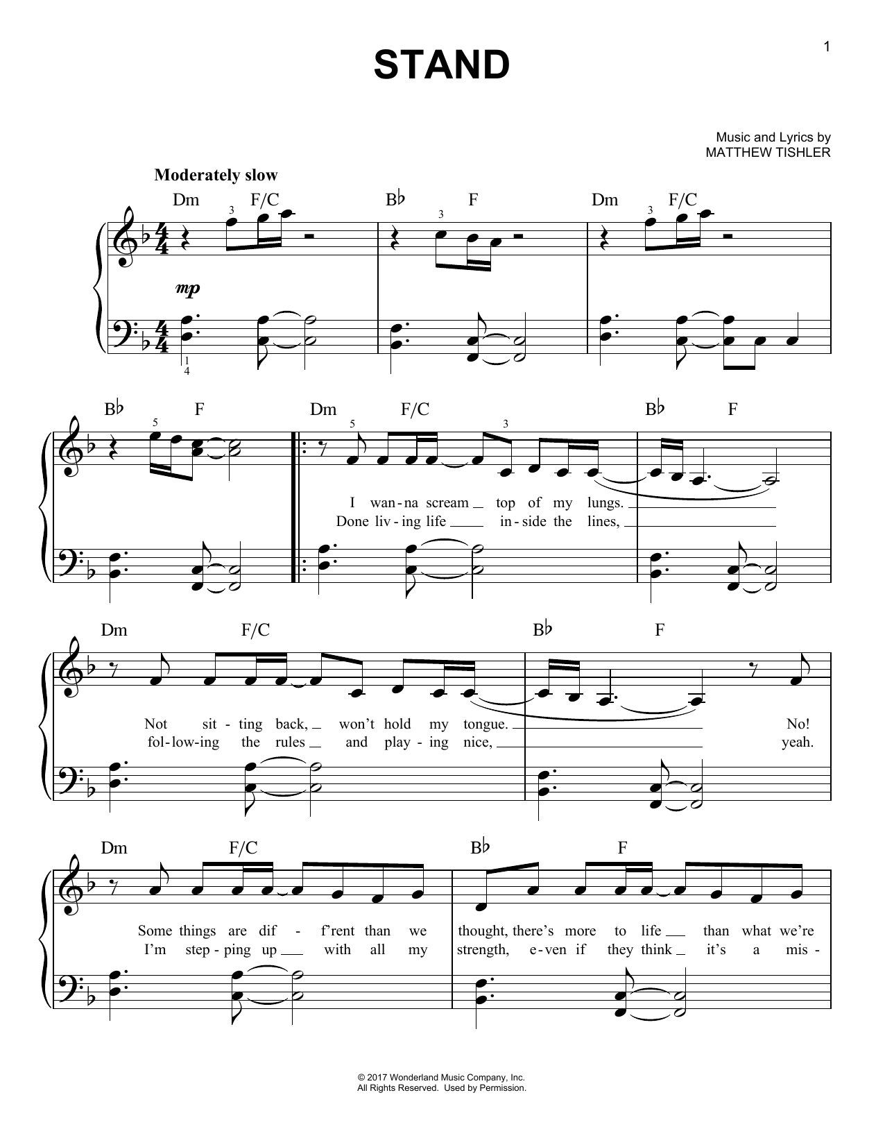 Stand (from Disney's Zombies) (Easy Piano) von Matthew Tichler