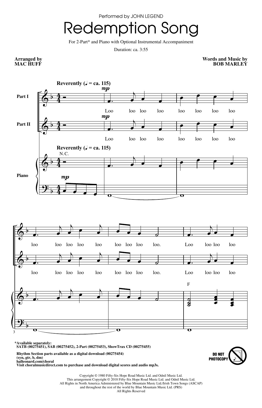 Redemption Song (2-Part Choir) von Mac Huff