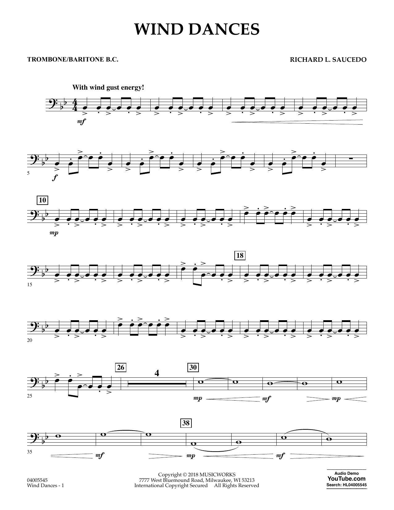 Wind Dances - Trombone/Baritone B.C. (Concert Band) von Richard L. Saucedo