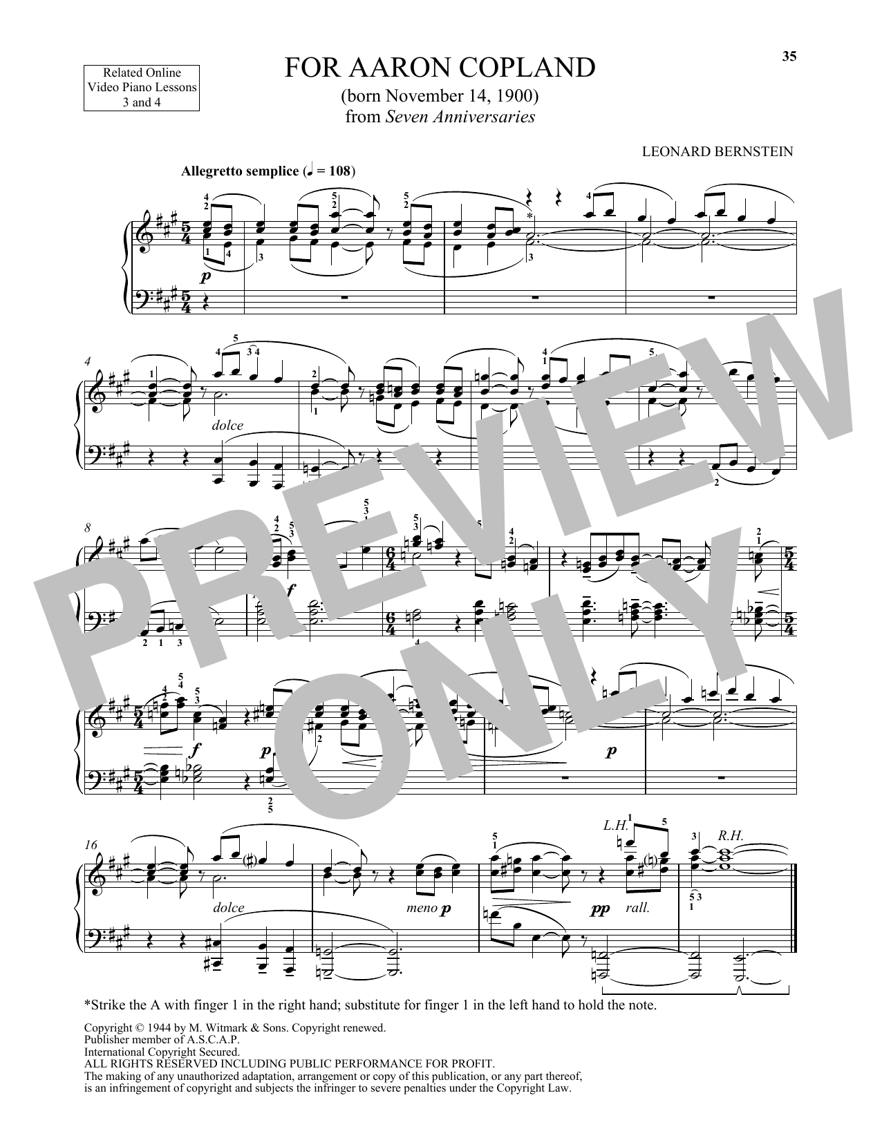 For Aaron Copland (Piano Solo) von Michael Mizrahi