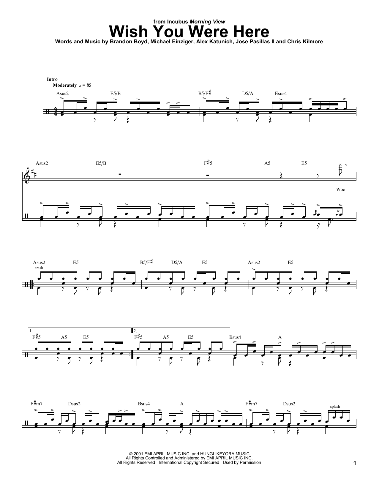 Wish You Were Here (Drums Transcription) von Incubus