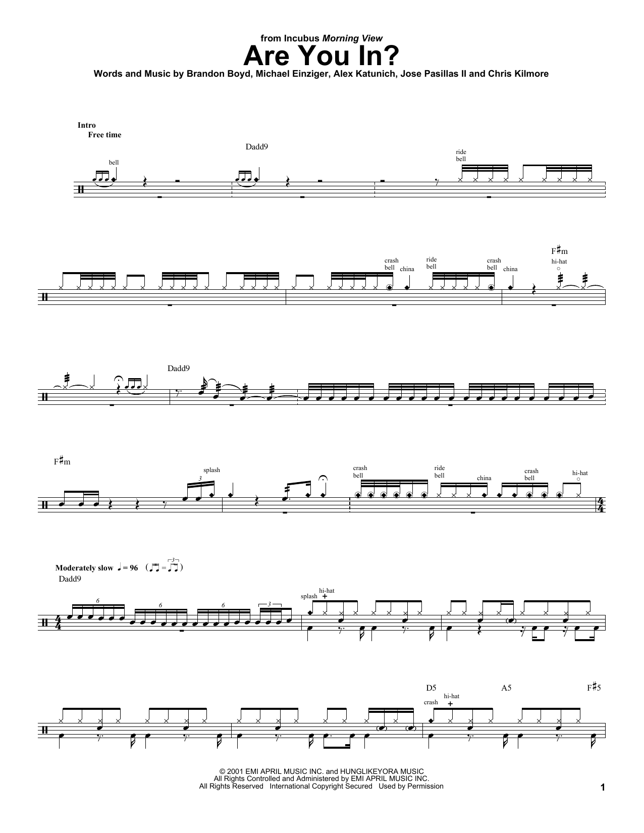 Are You In? (Drums Transcription) von Incubus