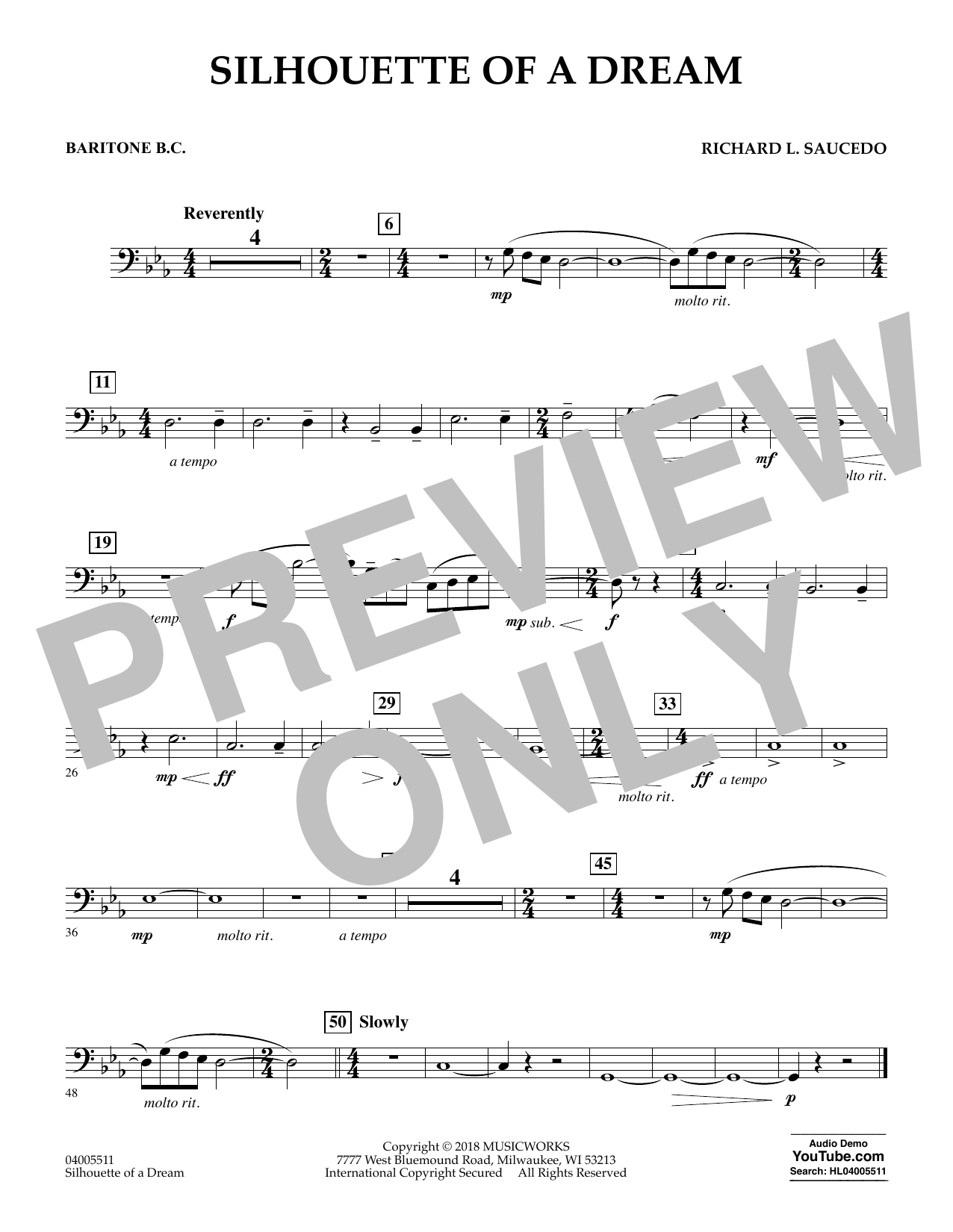 Silhouette of a Dream - Baritone B.C. (Concert Band) von Richard L. Saucedo