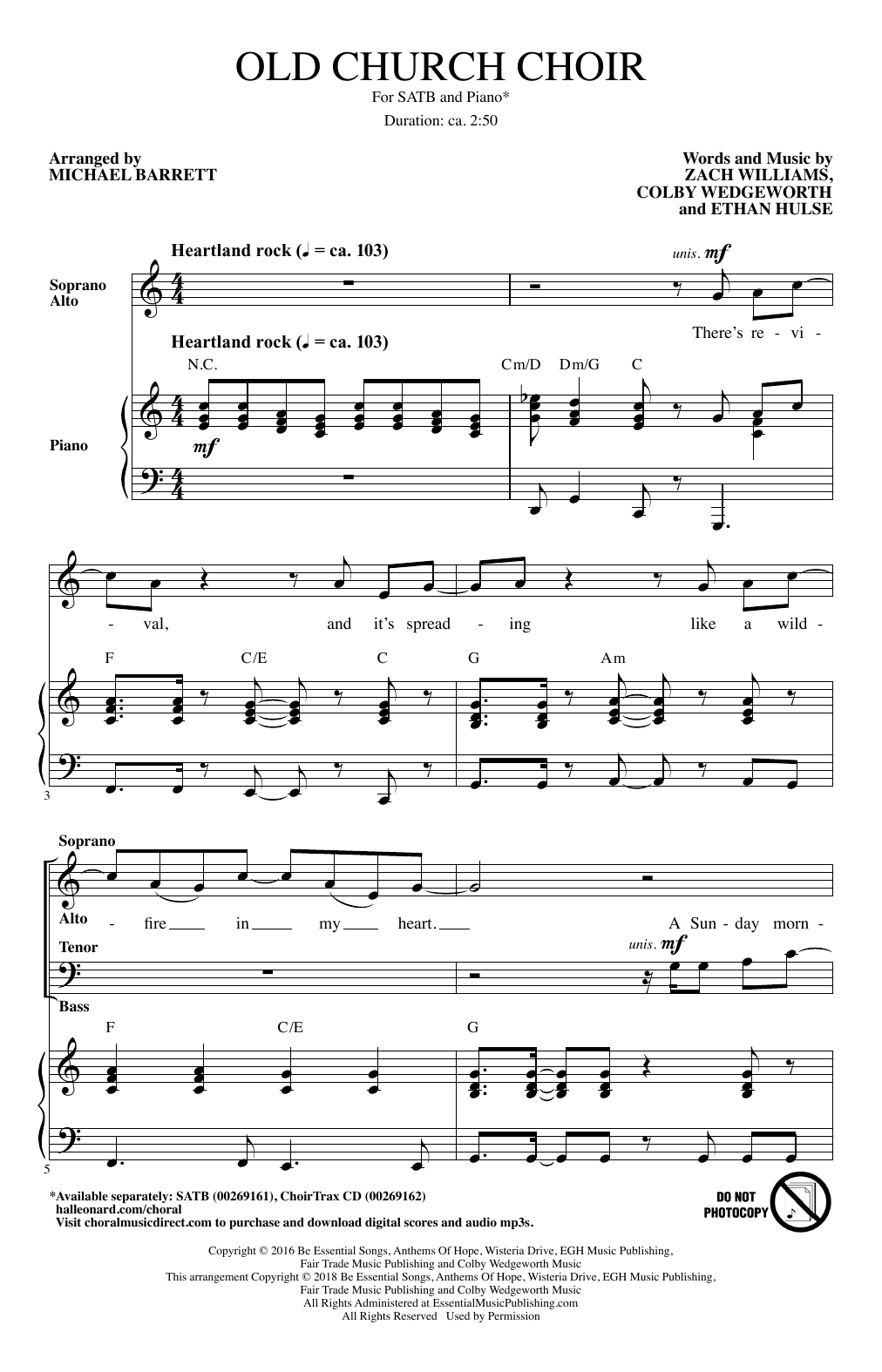 Old Church Choir (arr. Michael Barrett) (SATB Choir) von Zach Williams