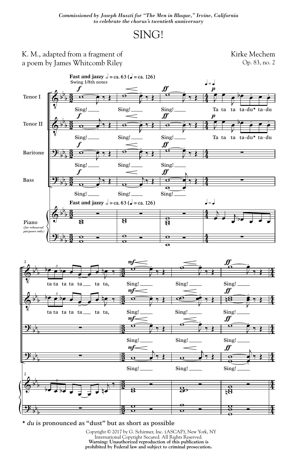 Sing! (TTBB Choir) von Kirke Mechem