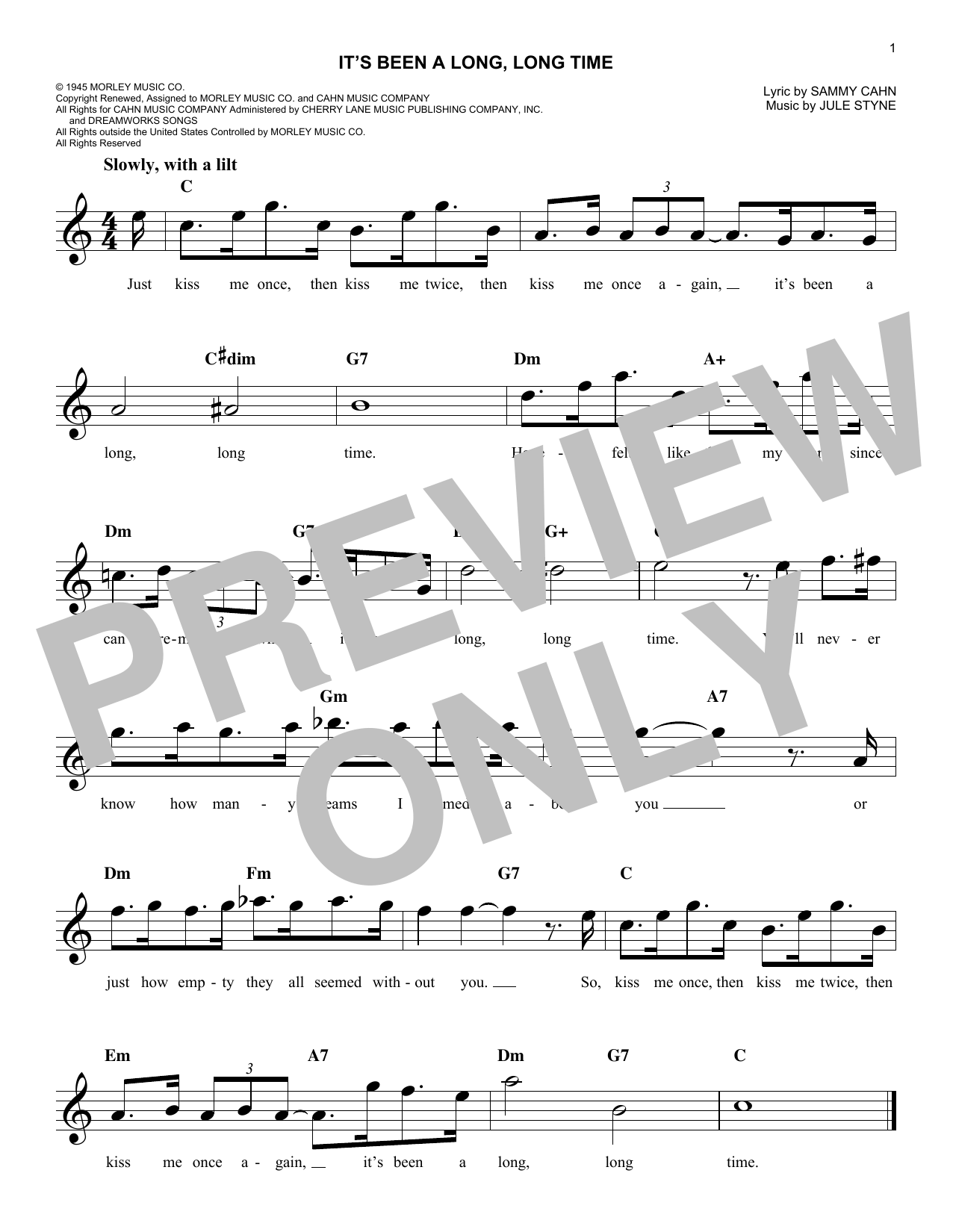 It's Been A Long, Long Time (Lead Sheet / Fake Book) von Jule Styne