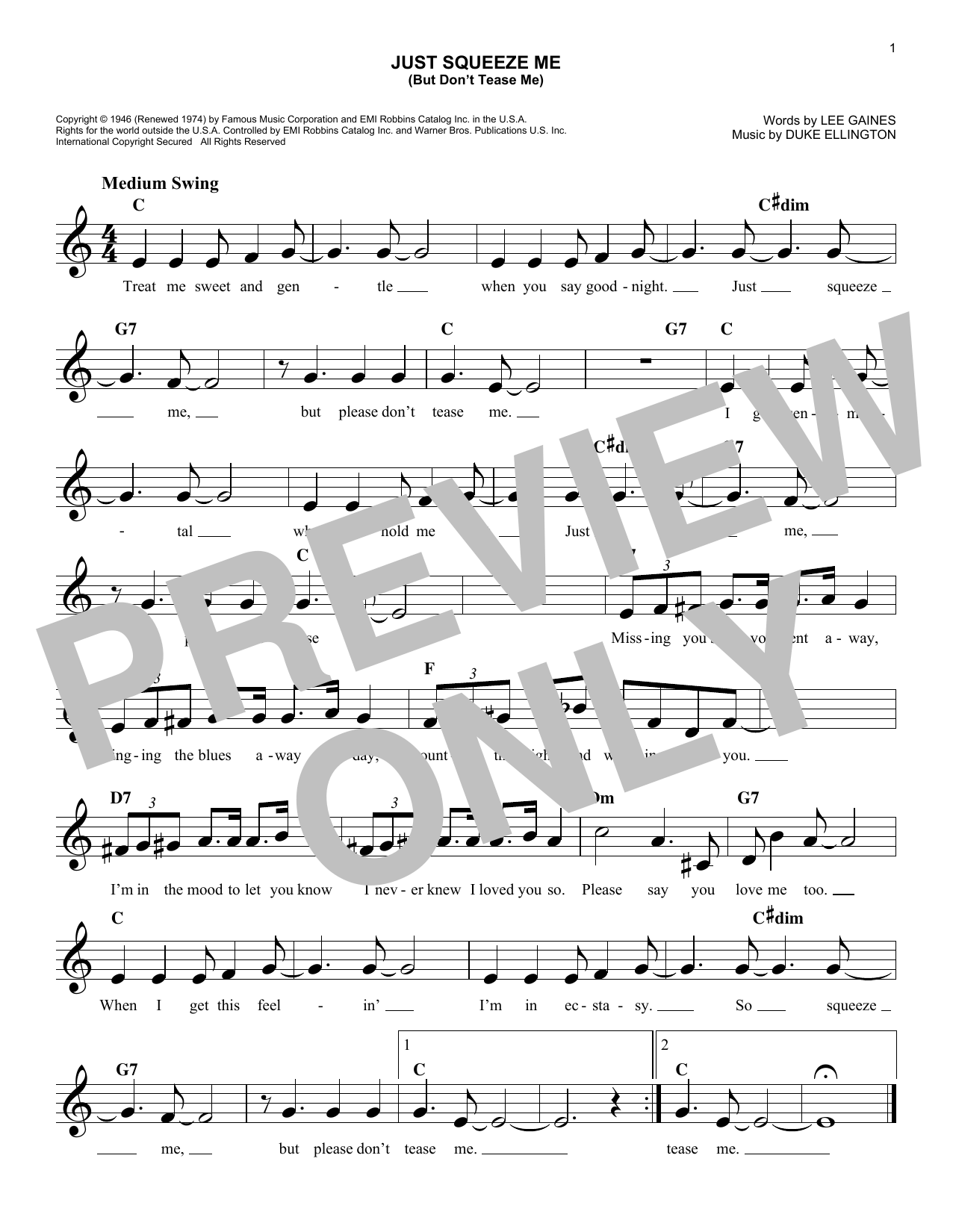 Just Squeeze Me (But Don't Tease Me) (Lead Sheet / Fake Book) von Duke Ellington