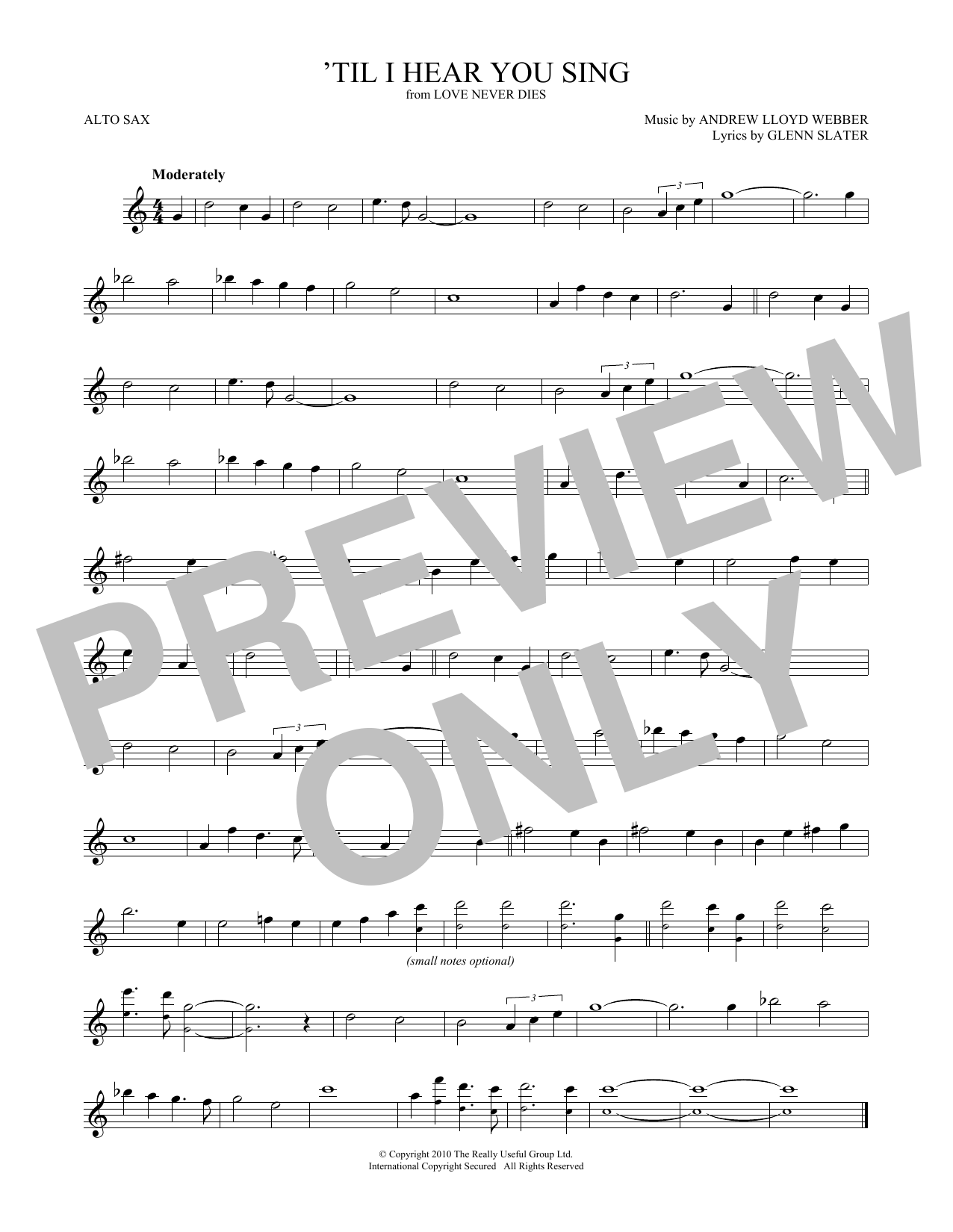 'Til I Hear You Sing (from Love Never Dies) (Alto Sax Solo) von Andrew Lloyd Webber