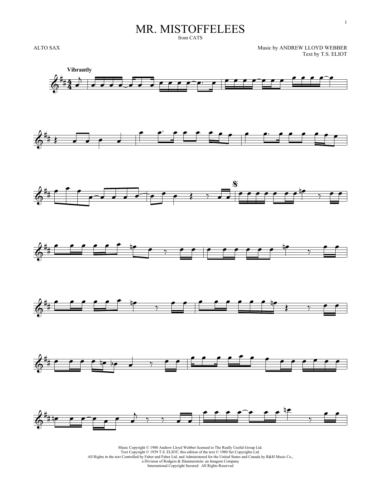Mr. Mistoffelees (from Cats) (Alto Sax Solo) von Andrew Lloyd Webber