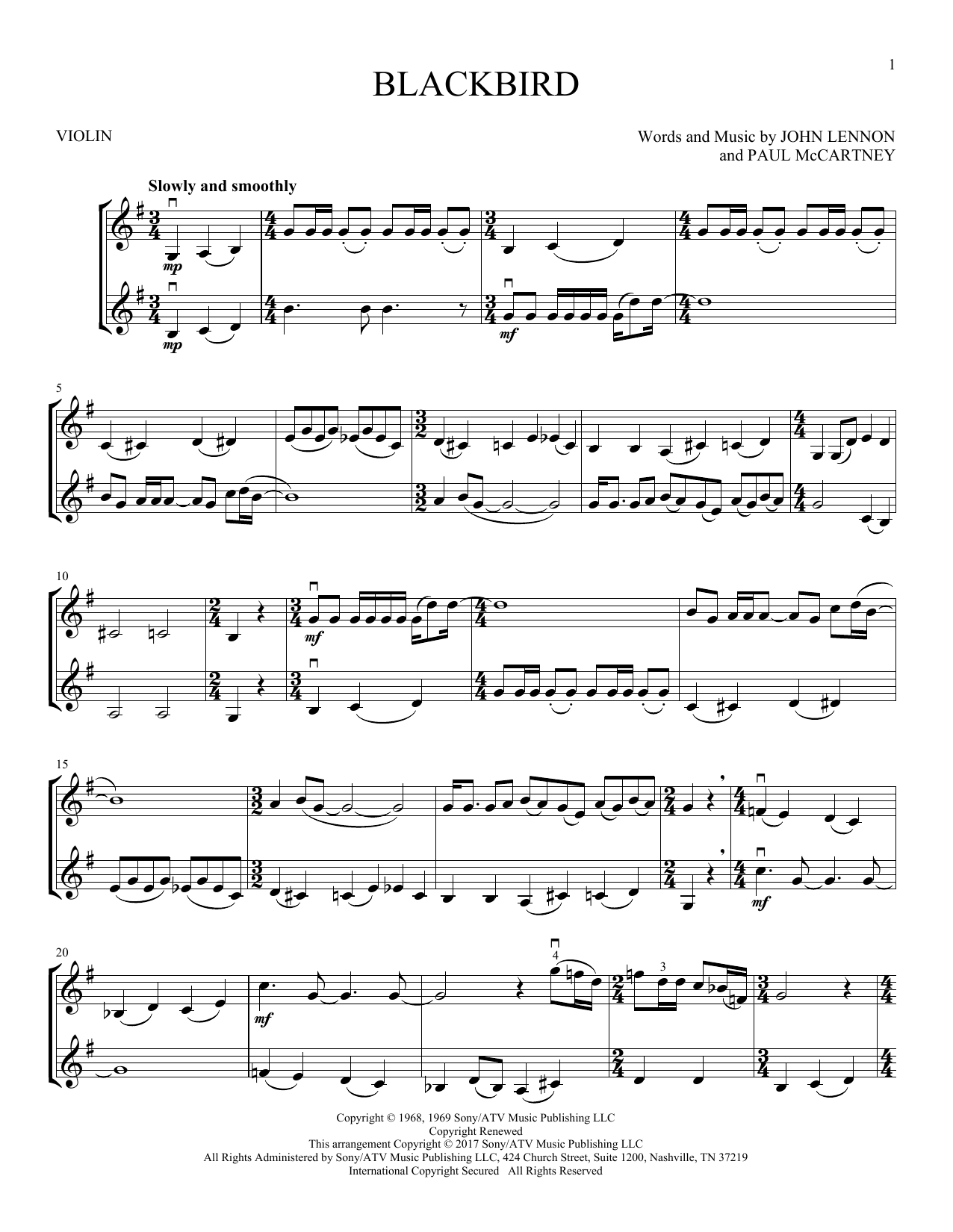 Blackbird (Violin Duet) von The Beatles