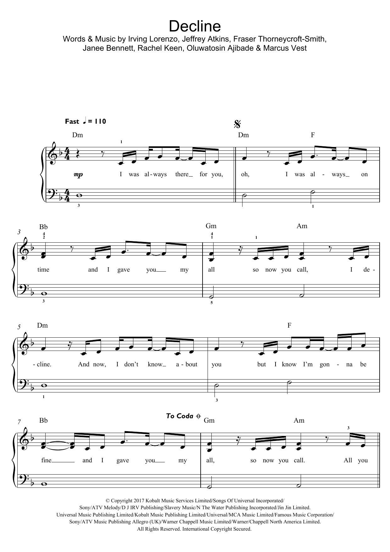 Decline (Beginner Piano) von RAYE