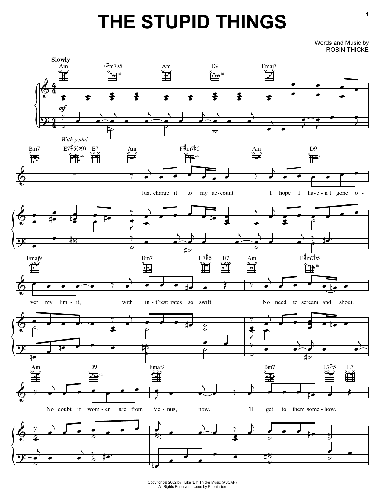 The Stupid Things (Piano, Vocal & Guitar Chords (Right-Hand Melody)) von Jesse McCartney