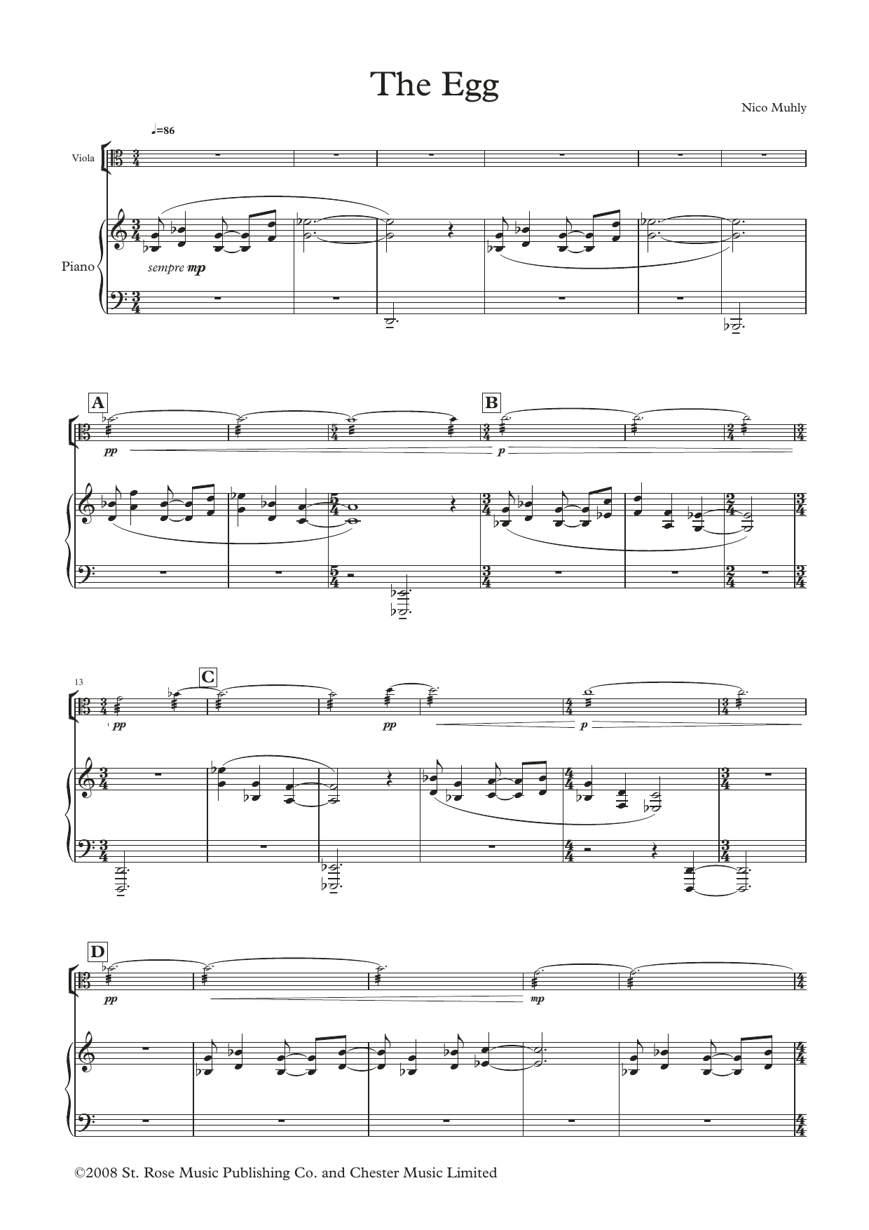 The Reader: Three Arrangements for Viola and Piano (score and parts) (Viola Solo) von Nico Muhly
