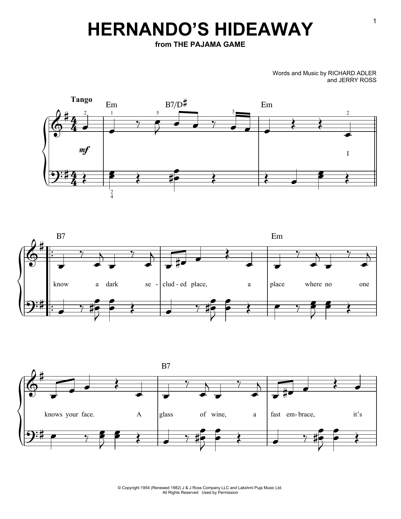 Hernando's Hideaway (Very Easy Piano) von Richard Adler