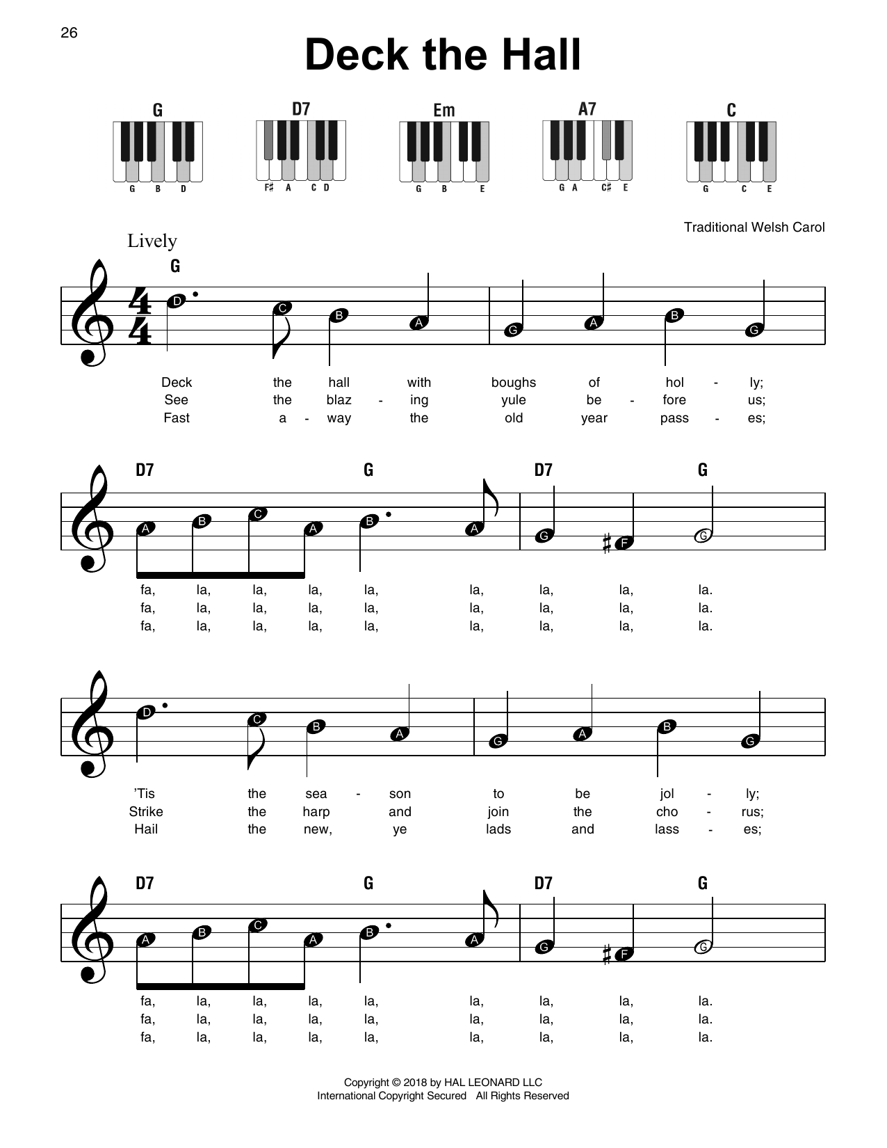 Deck The Hall (Super Easy Piano) von Traditional Welsh Carol