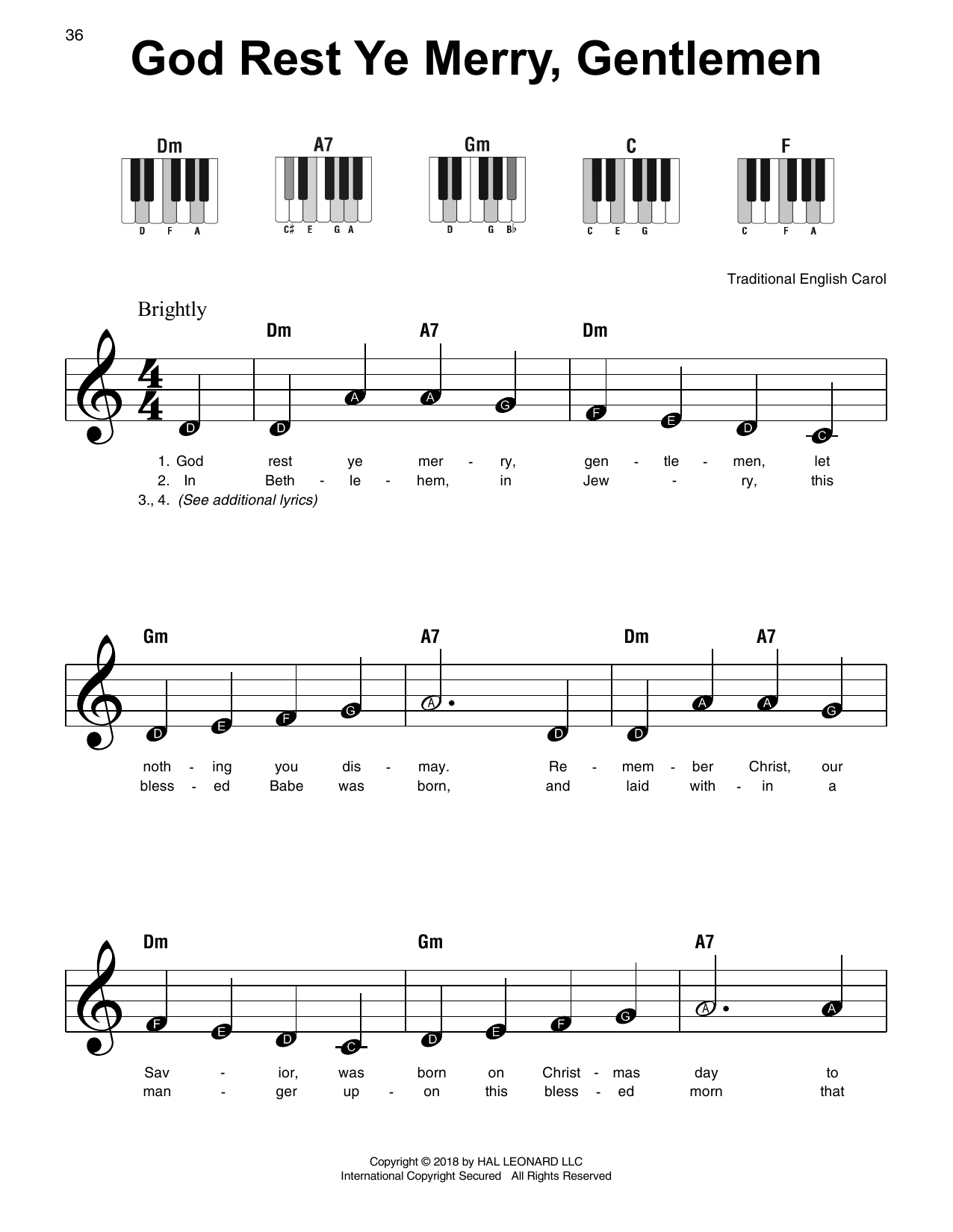 God Rest Ye Merry, Gentlemen (Super Easy Piano) von Traditional English Carol