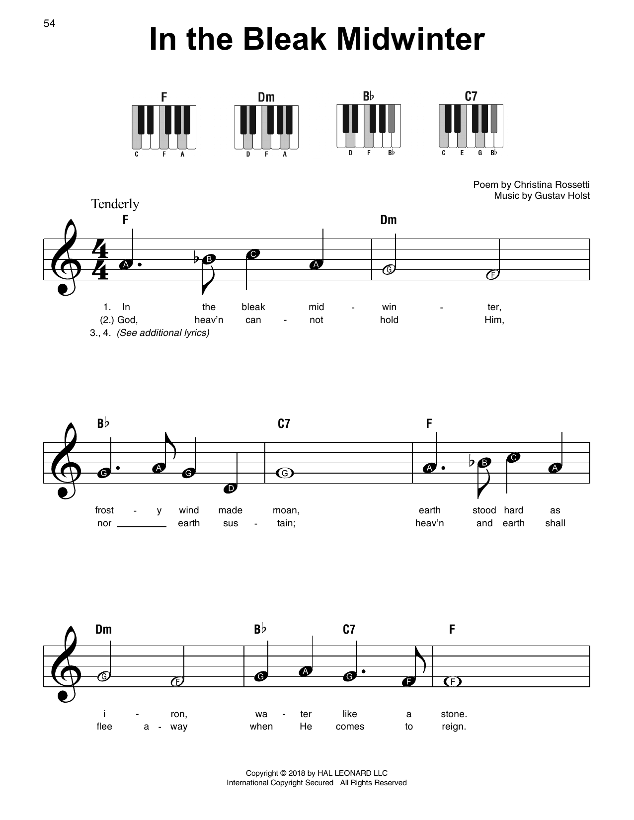 In The Bleak Midwinter (Super Easy Piano) von Gustav Holst