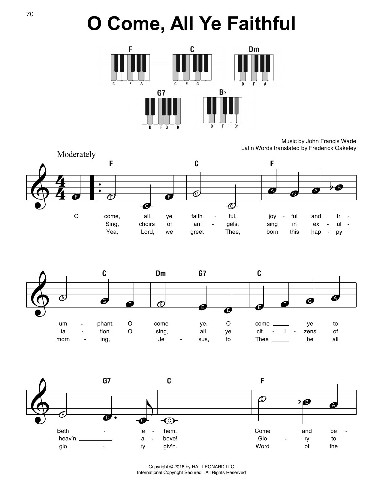 O Come, All Ye Faithful (Super Easy Piano) von John Francis Wade