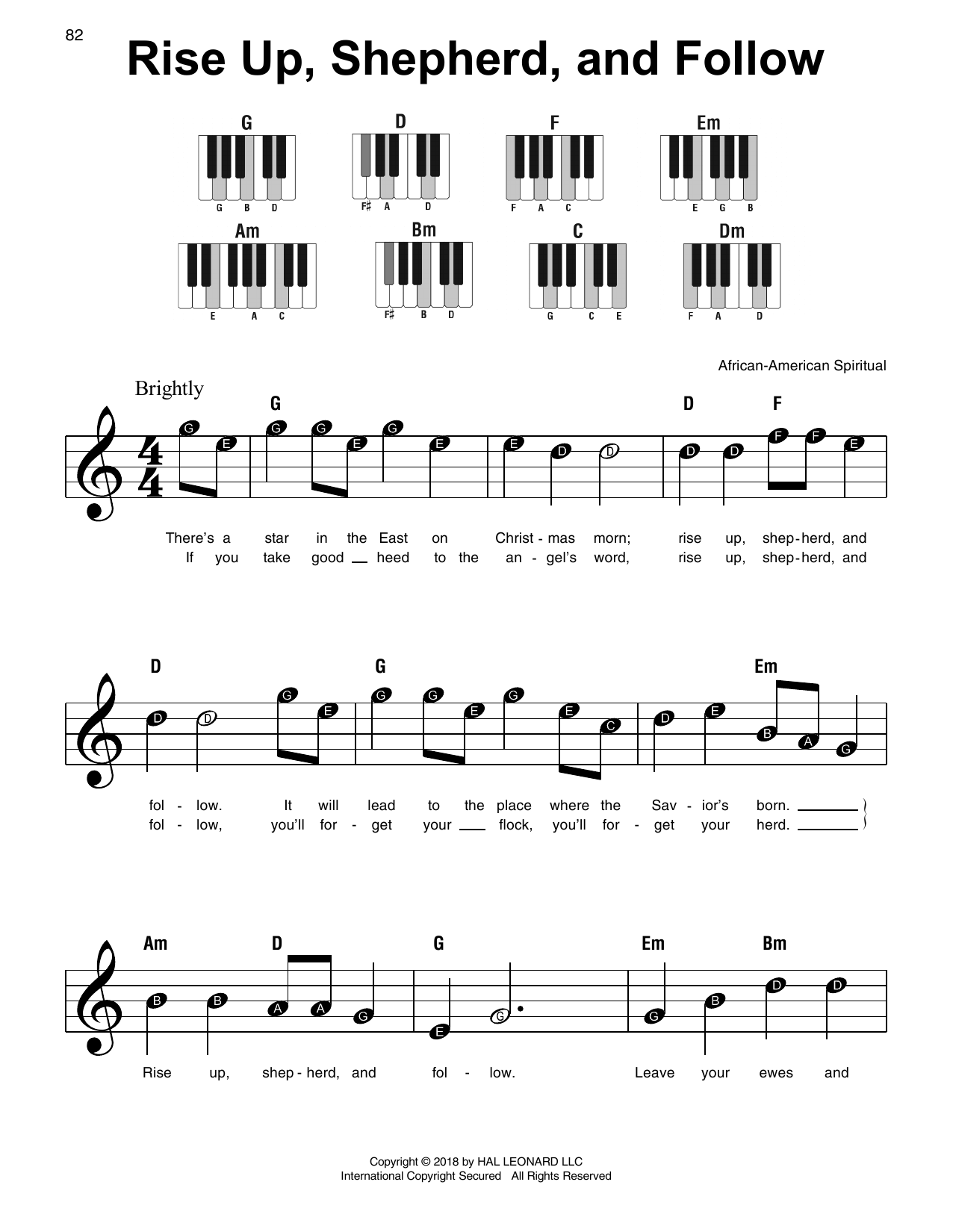 Rise Up, Shepherd, And Follow (Super Easy Piano) von African-American Spiritual