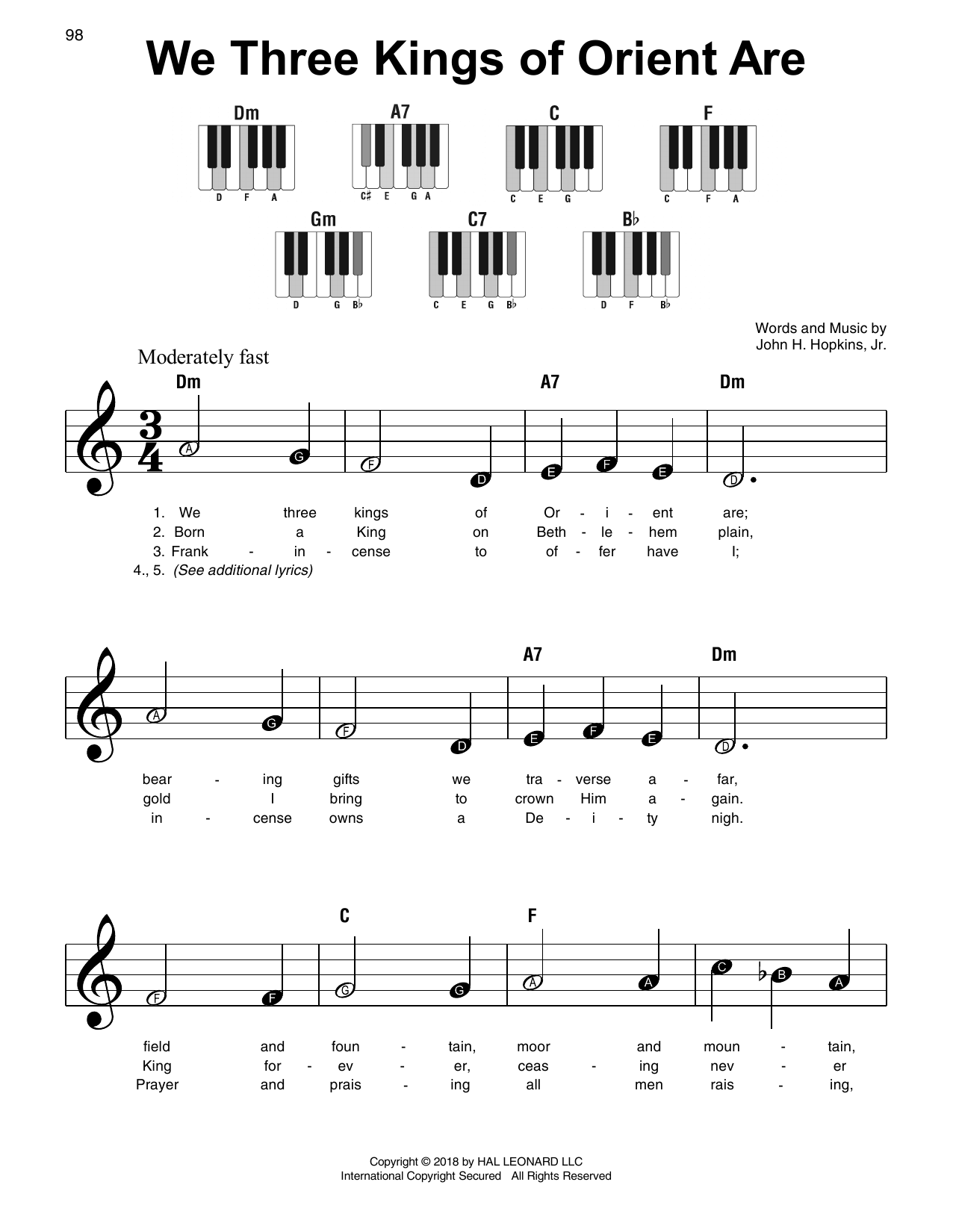 We Three Kings Of Orient Are (Super Easy Piano) von John H. Hopkins, Jr.