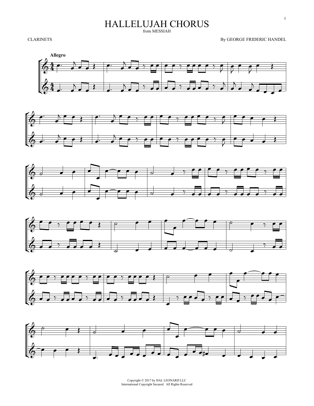 Hallelujah Chorus (Clarinet Duet) von George Frideric Handel