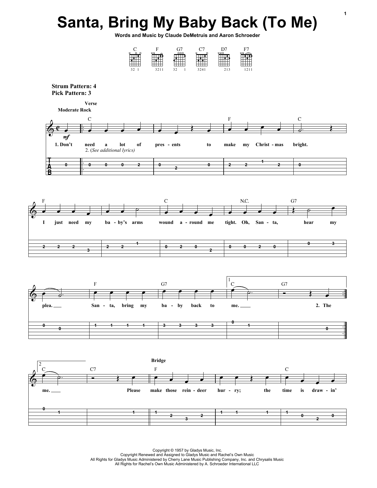 Santa, Bring My Baby Back (To Me) (Easy Guitar Tab) von Elvis Presley