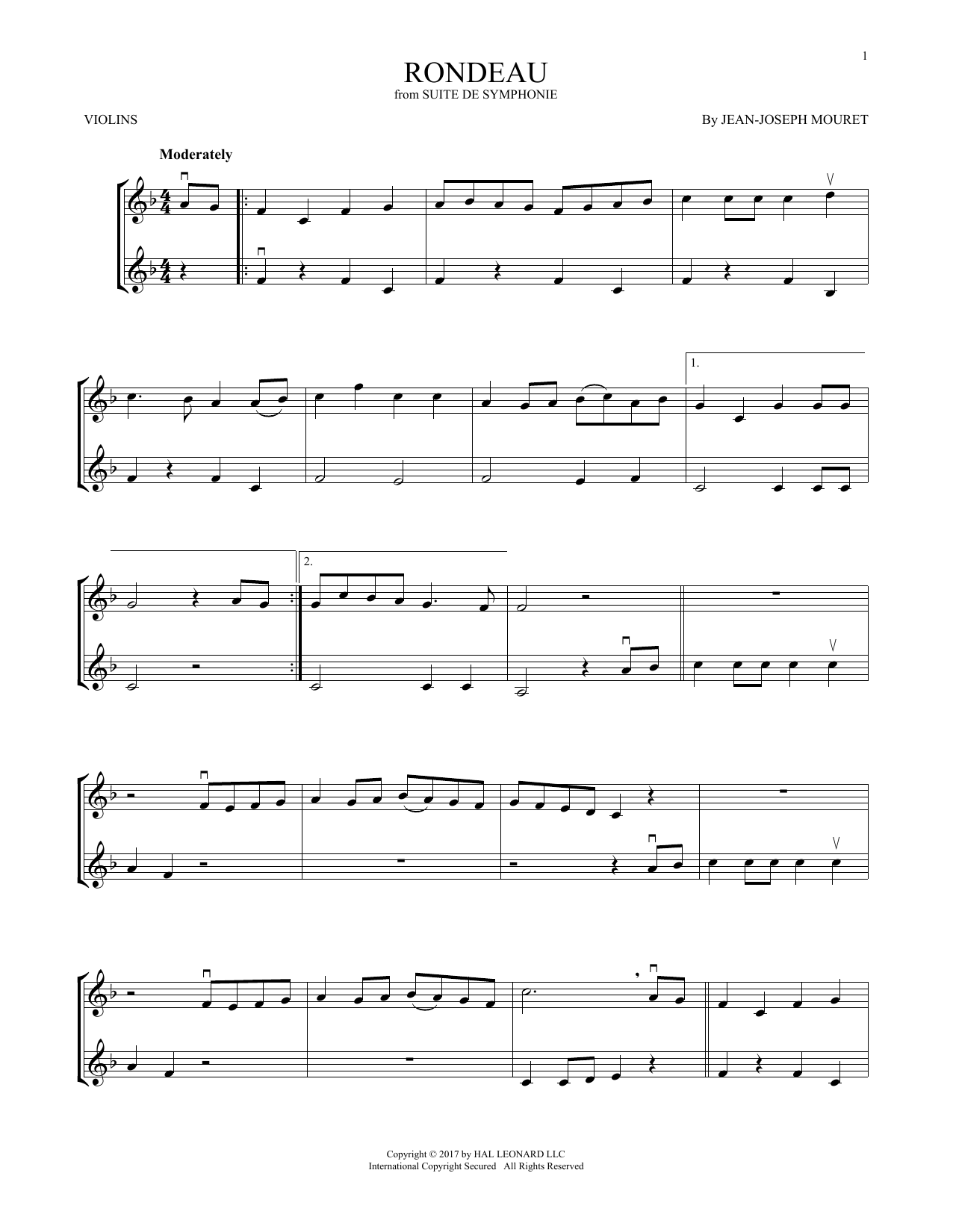 Fanfare Rondeau (Violin Duet) von Jean-Joseph Mouret