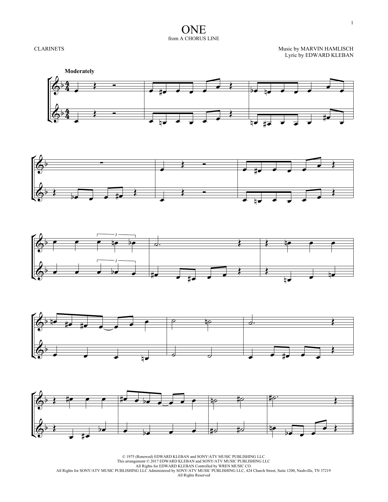 One (Clarinet Duet) von Marvin Hamlisch