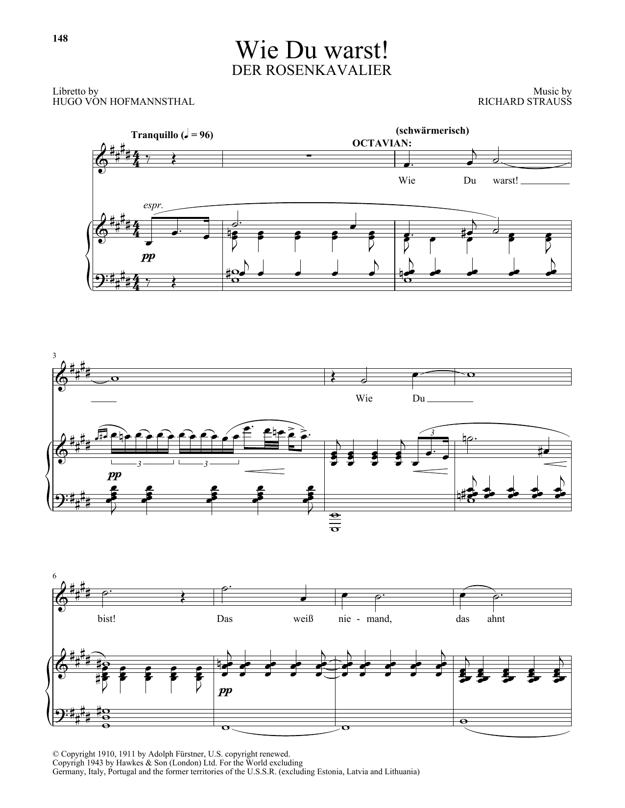 Wie Du warst! (from Der Rosenkavalier) (Piano & Vocal) von Richard Strauss