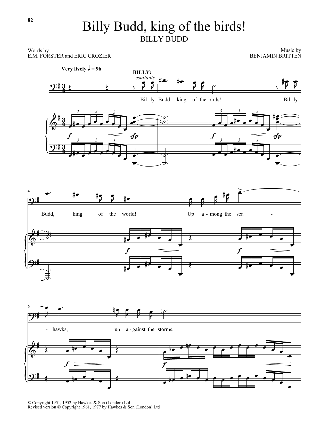 Billy Budd, King Of The Birds! (Piano & Vocal) von Benjamin Britten