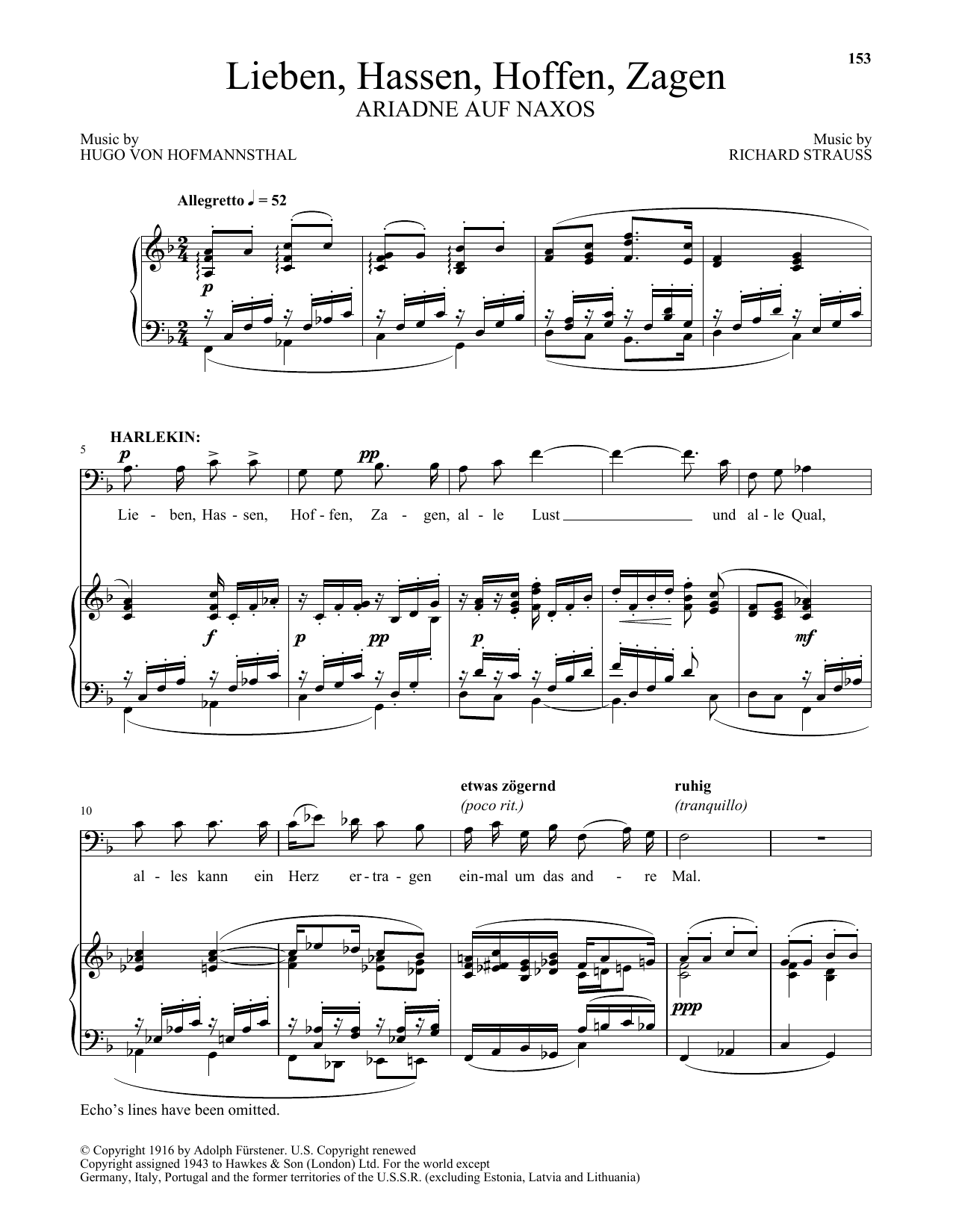 Lieben, Hassen, Hoffen, Zagen (Piano & Vocal) von Richard Strauss