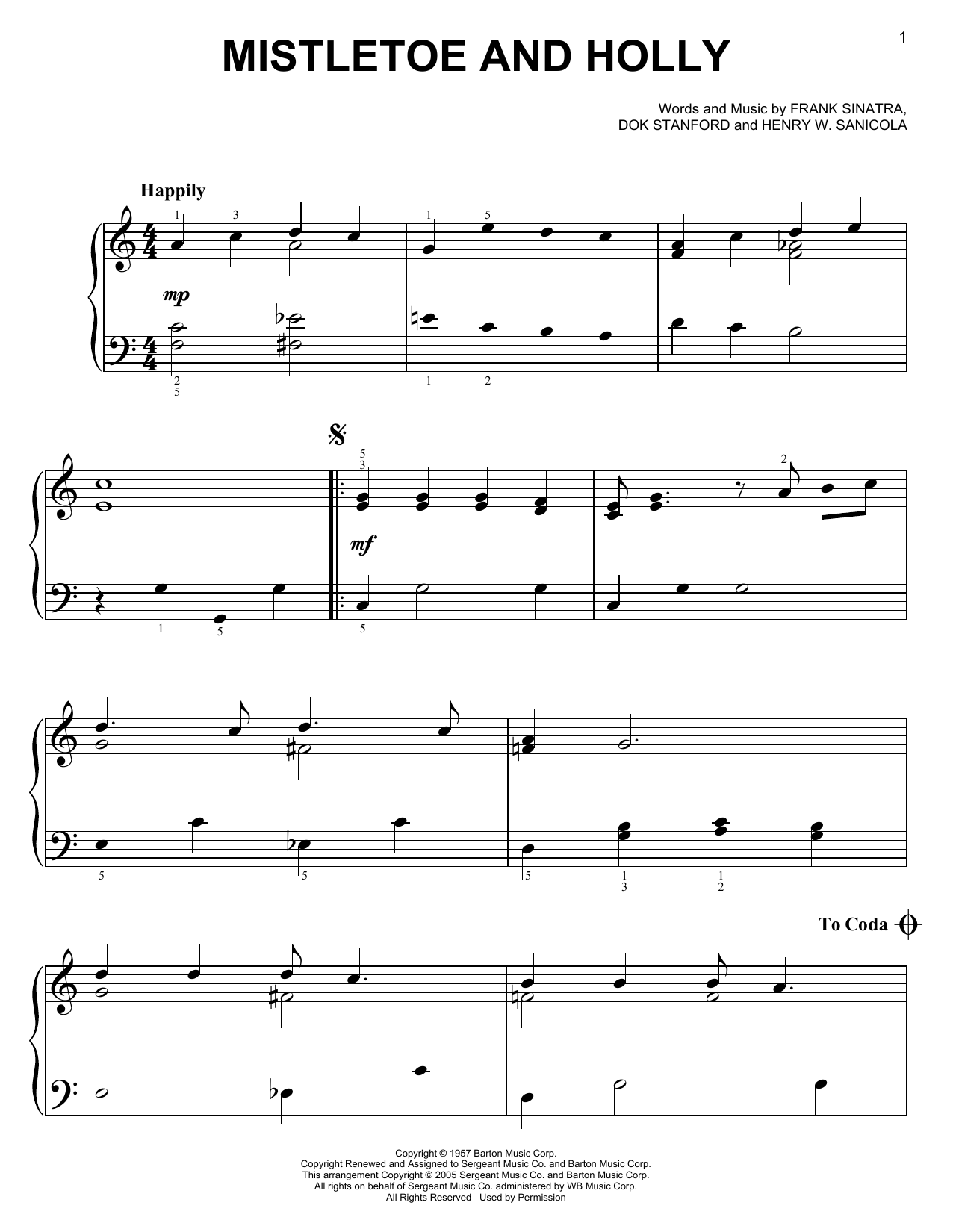 Mistletoe And Holly (Easy Piano Solo) von Frank Sinatra