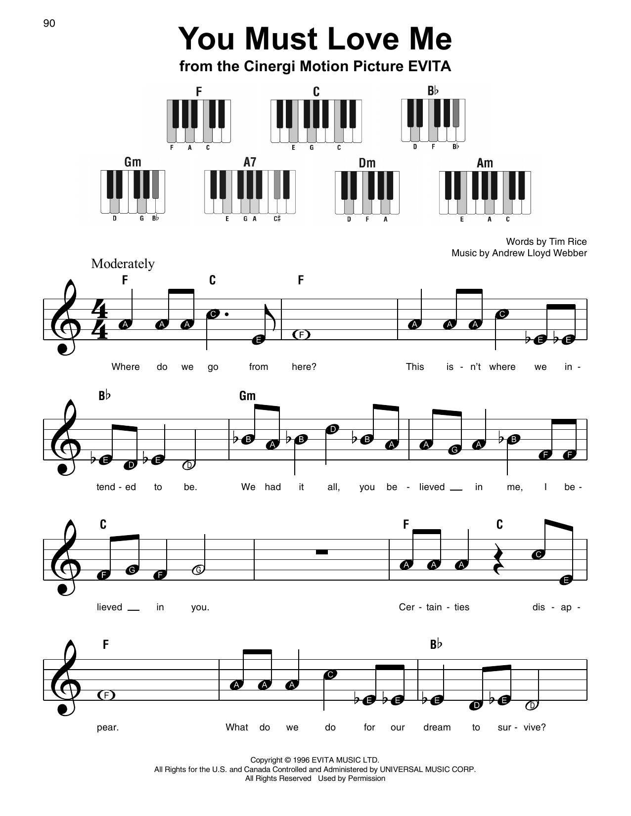 You Must Love Me (Super Easy Piano) von Andrew Lloyd Webber