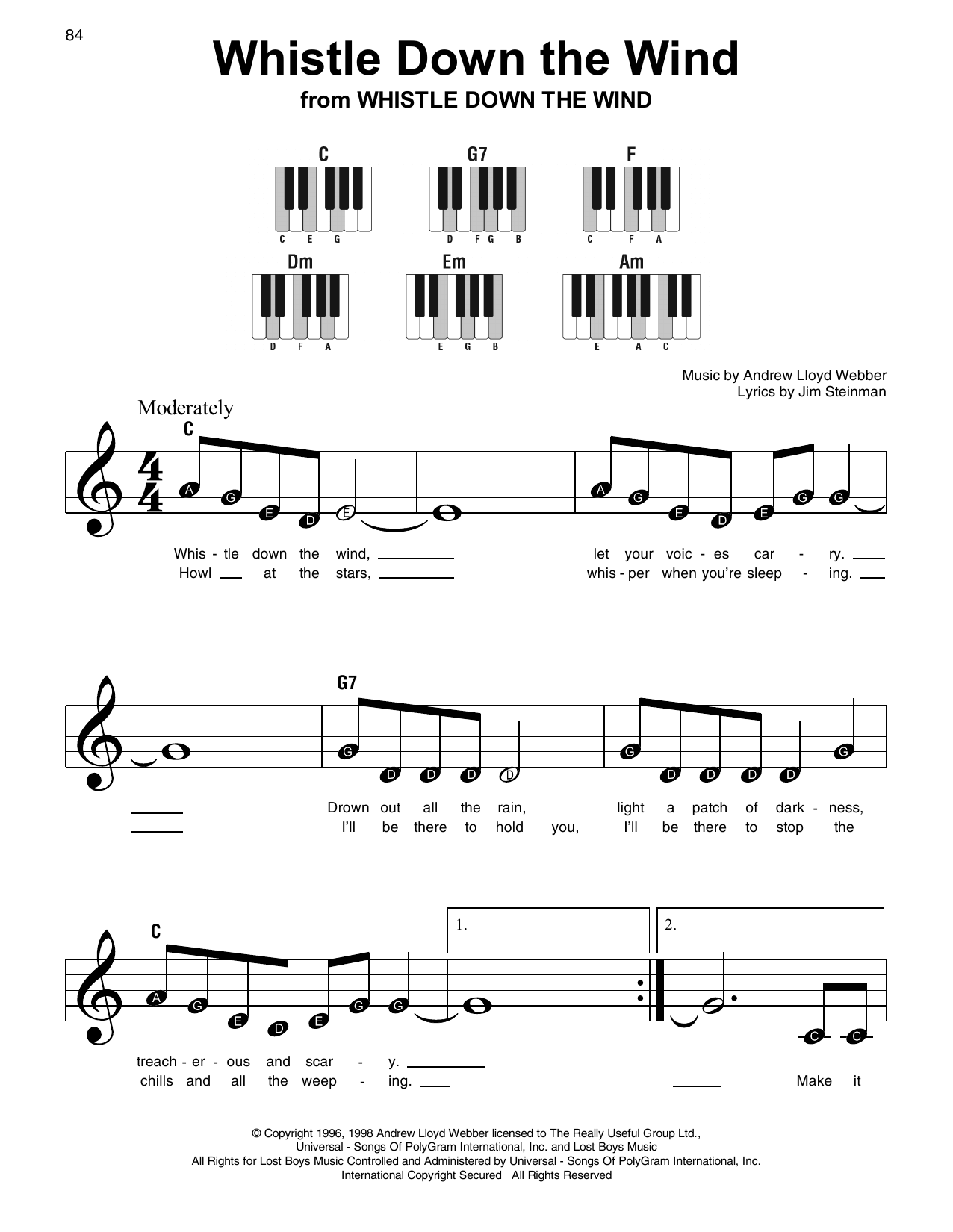 Whistle Down The Wind (Super Easy Piano) von Andrew Lloyd Webber