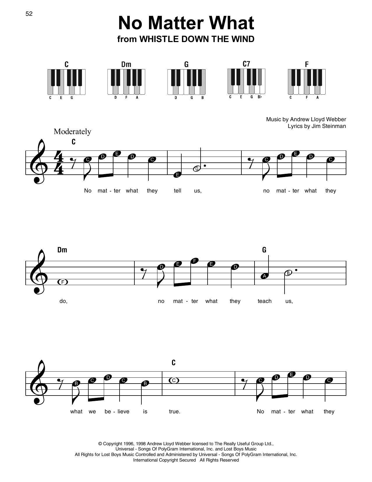 No Matter What (Super Easy Piano) von Andrew Lloyd Webber