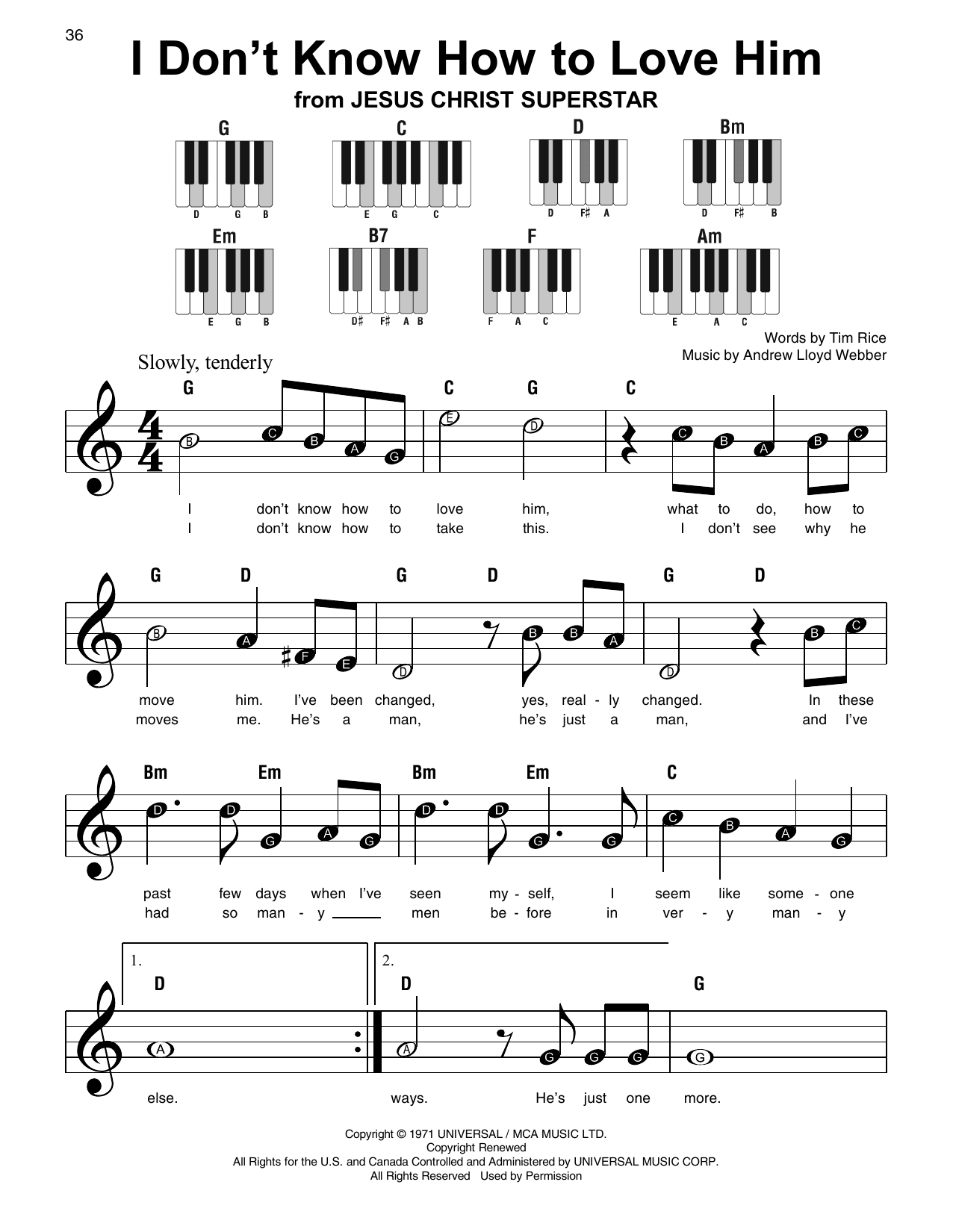 I Don't Know How To Love Him (Super Easy Piano) von Andrew Lloyd Webber