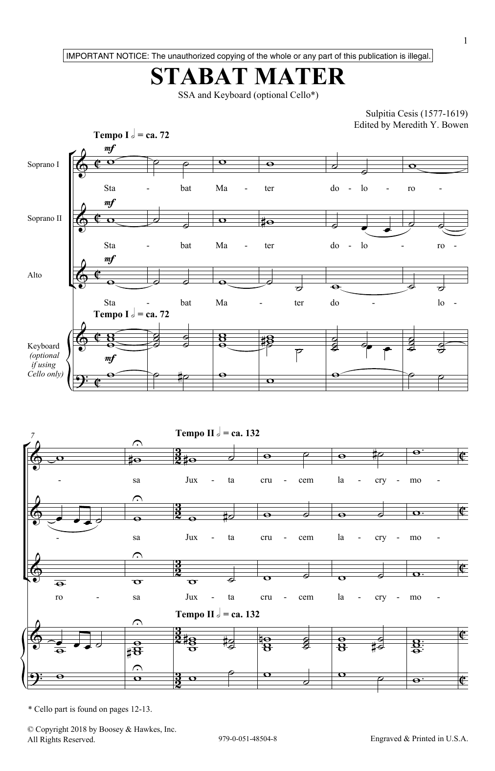 Stabat Mater (SSA Choir) von Meredith Bowen
