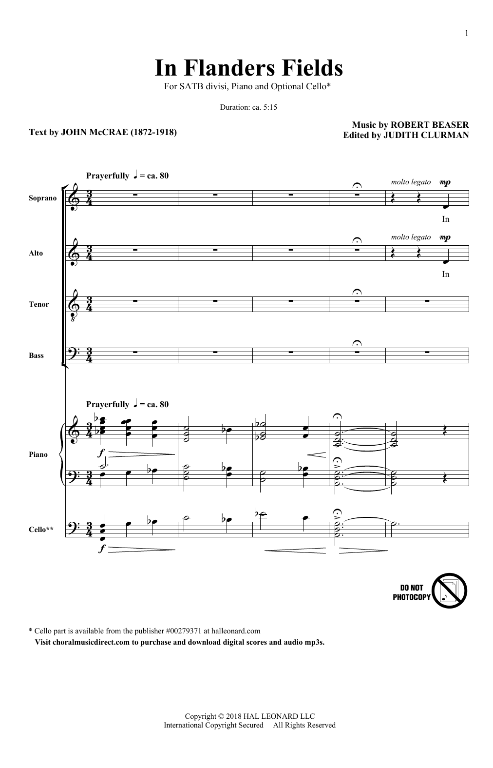 In Flanders Fields (SATB Choir) von Robert Beaser