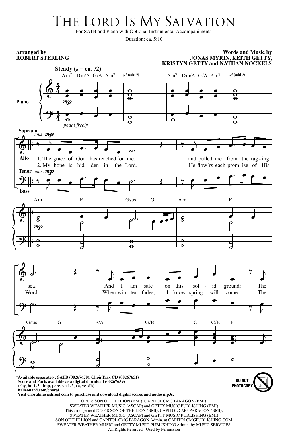 The Lord Is My Salvation (SATB Choir) von Robert Sterling