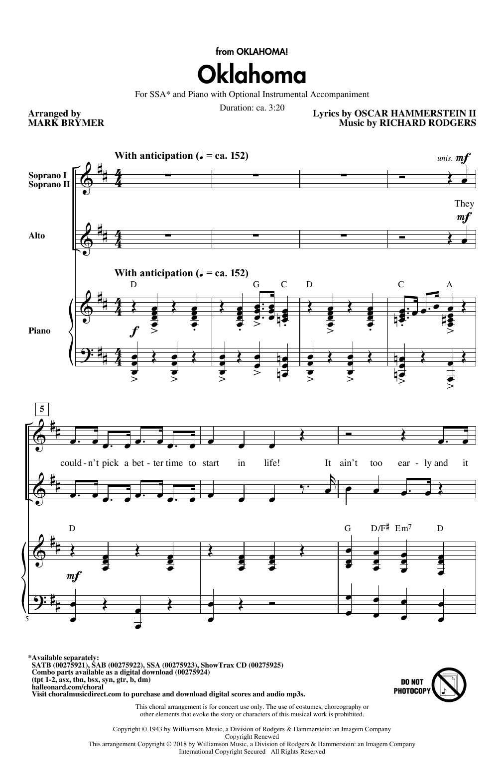 Oklahoma (from Oklahoma!) (SSA Choir) von Mark Brymer