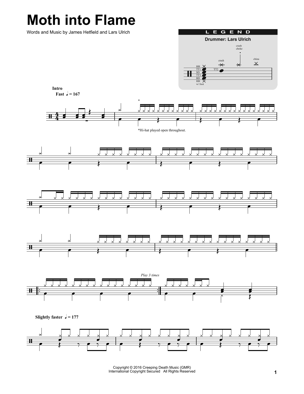 Moth Into Flame (Drums Transcription) von Metallica