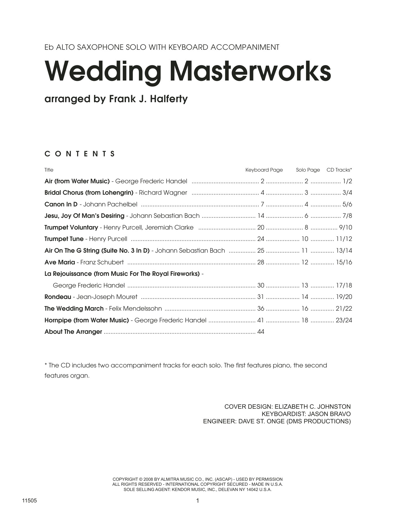 Wedding Masterworks - 1st Eb Alto Saxophone (Woodwind Solo) von Frank J. Halferty